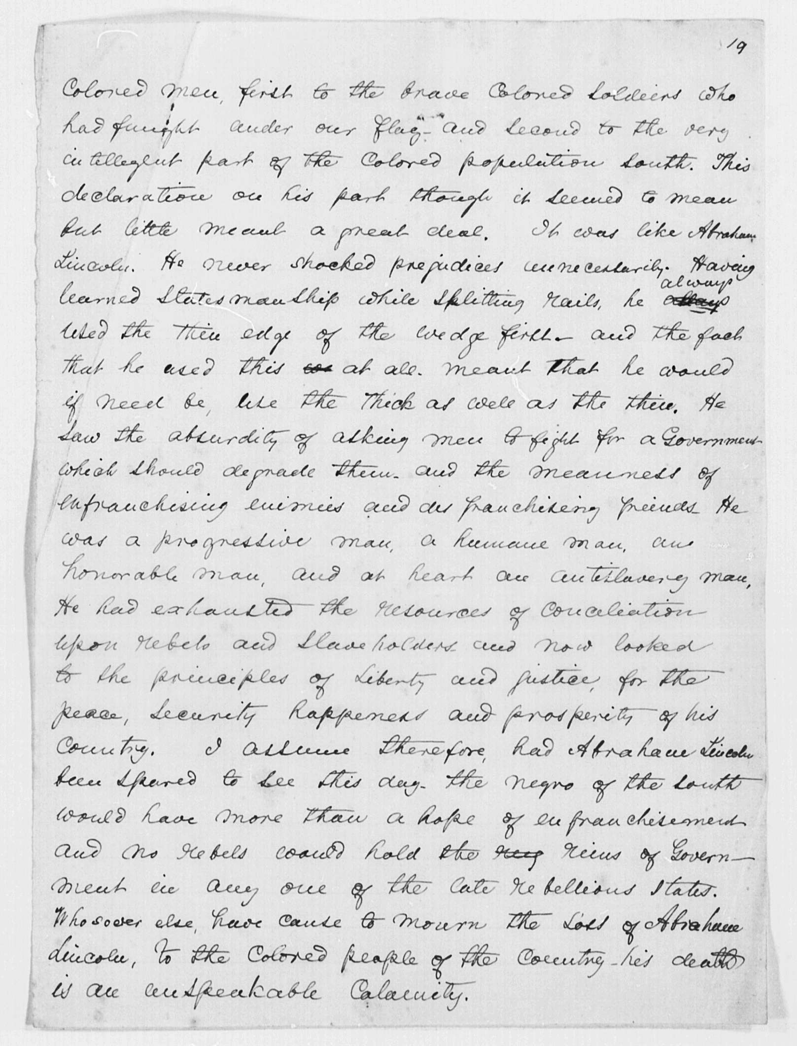 Abraham Lincoln, a Speech Remembering Lincoln